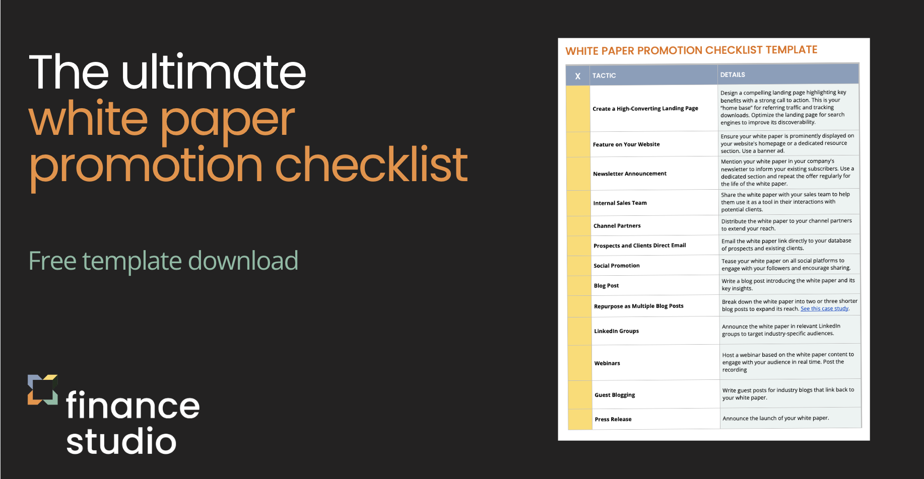 White paper promotion checklist